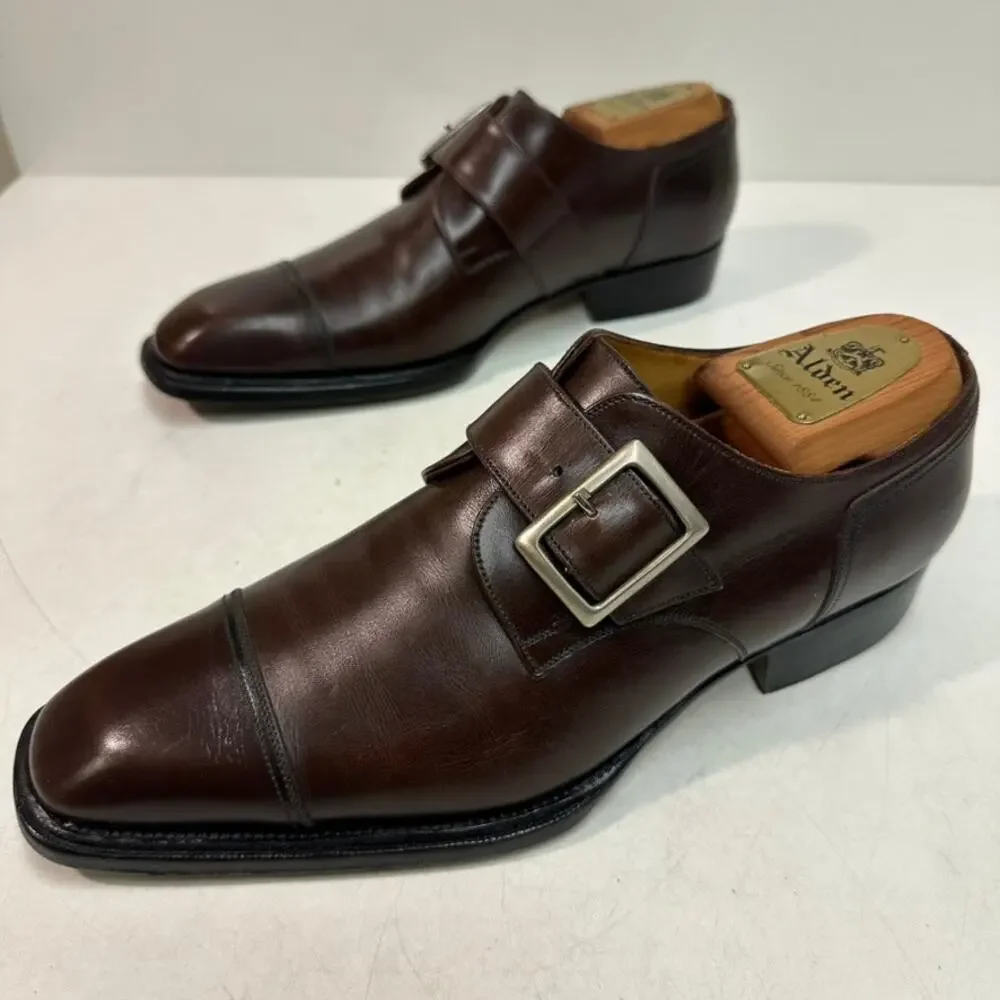 EUC J.M. Weston Beauborg Single Monk Strap Cap Toe Derby France UK 6.5 US 7.5